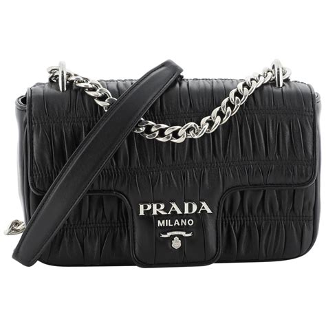 prada padded nappa tote bag|Prada gaufre flap shoulder bag.